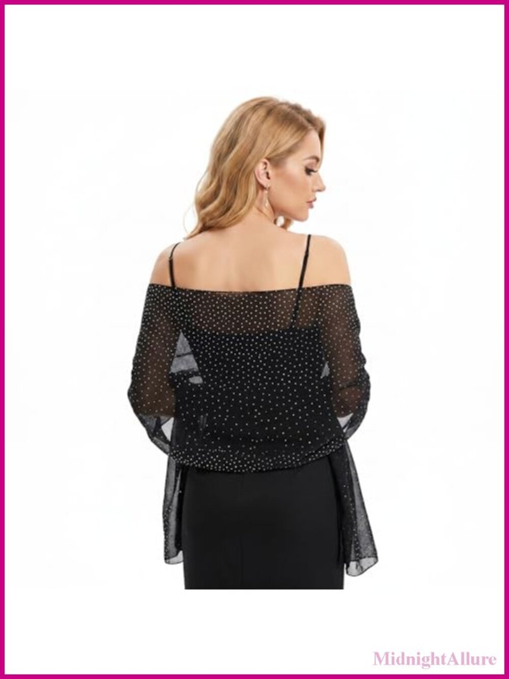 Rhinestone Chiffon Shawl Wrap for Evening Dresses Wedding Bridal